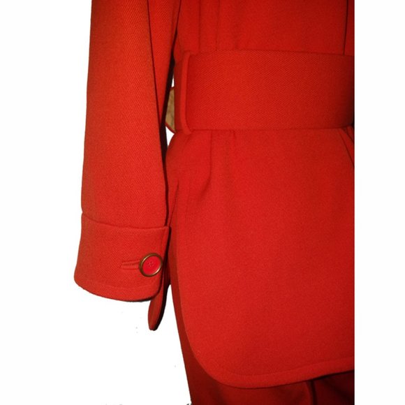 Vtg 60s Rare Wool Gabardine Pant Suit 8 - Picture 4 of 14